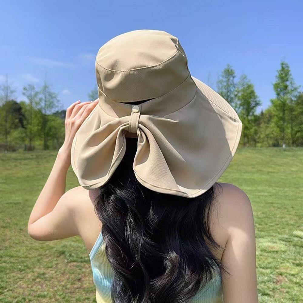 50+ UPF Sun Protection Hat Korean Style Women Bucket Hats Trendy Wide Brim Sun Hat  with Neck Cover