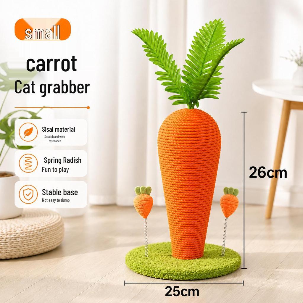 Cross Carrot Cat Climbing Frame & Sisal Scratching Post Toy for Nail Grinding & Itching Relief
