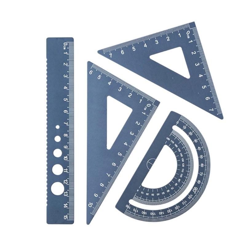 Durabled Aluminum Mathematics Rulers Set 4 Piece Set for Student and Professional