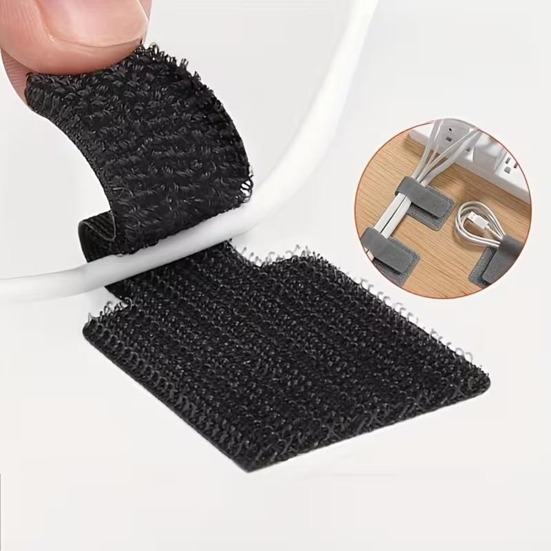 10pc Self-Adhesive Cable Clips Holders, Heavy-Duty Grey Cord Organizers with -Free Adhesive Strips