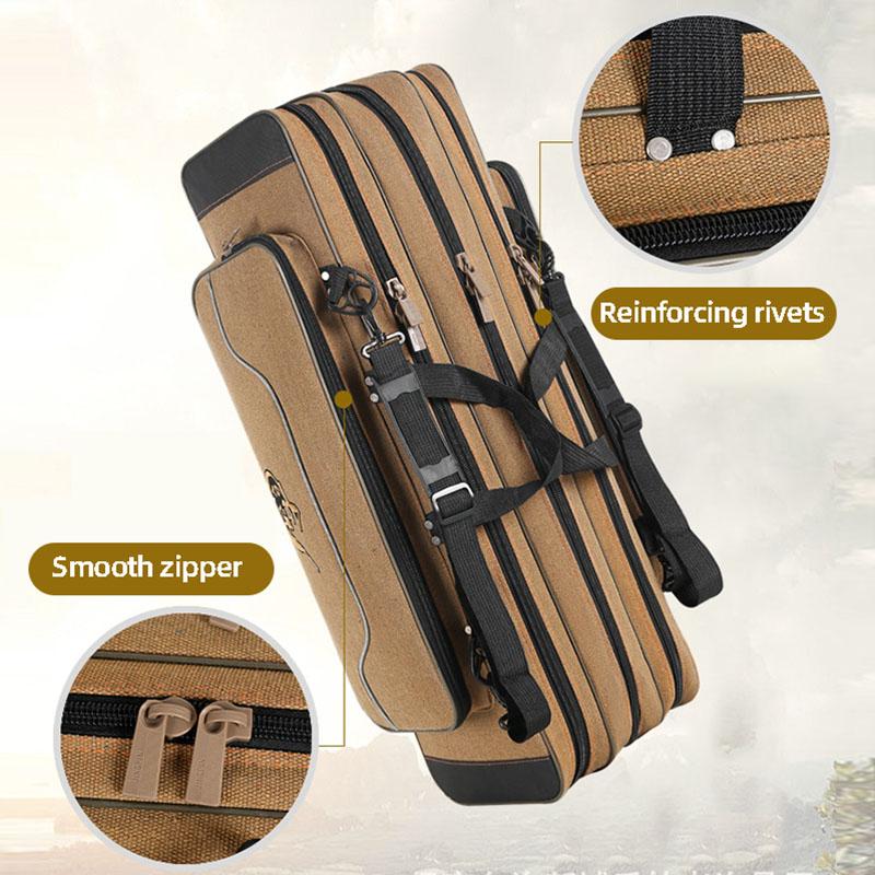 SCIONE Canvas Thick Fishing Gear Bag Large-capacity Waterproof Fishing Bag Multifunctional Sea Pole Bag