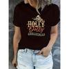 Stylisches Damen-Mode-T-Shirt mit Buchstabenmuster-Print, Rundhalsausschnitt, Kurze Ärmel, Einfaches und lässiges Sport-T-Shirt, Bequemes Sommer-Top für den Urlaub