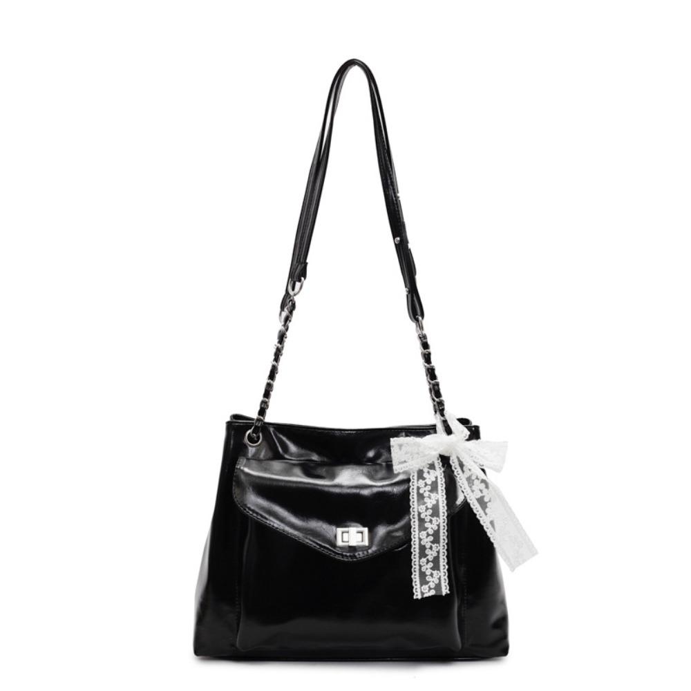 

Y2k Ballet Style Armpit Bag Minimalist Commuting Shoulder Bag Soft Leather Tote Bag Shopping чёрный