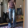 Comfortable Old Design Sense Washed Jeans Women Autumn Crease Wide Leg Trousers High Waist Loose Dragging Trousers Jeans for Women Long Denim Pants