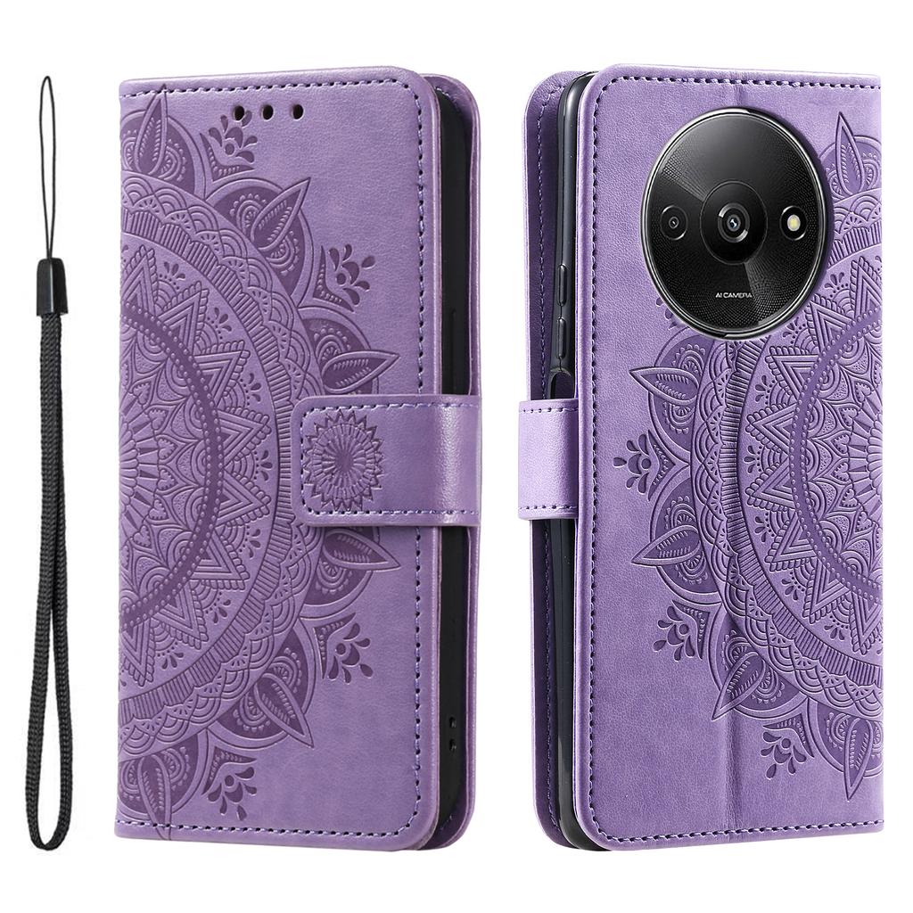 For Xiaomi Redmi A3/Poco C61 4G Case Mandala Flower Imprinted Drop Resistant Leather Phone Wallet Cover