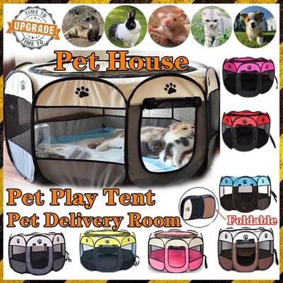 Yeni Pençe Baskı Katlanabilir Zip Çit Oyunu Güvenli Koruma Kedi Köpek Kafesi Oyun Parkı Evcil Hayvan Malzemeleri