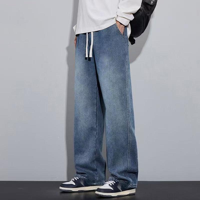 Herren-Jeans Neue Trendige Lockere Gerade Beine Lange Hosen für Herren Herbst/Winter XL blau
