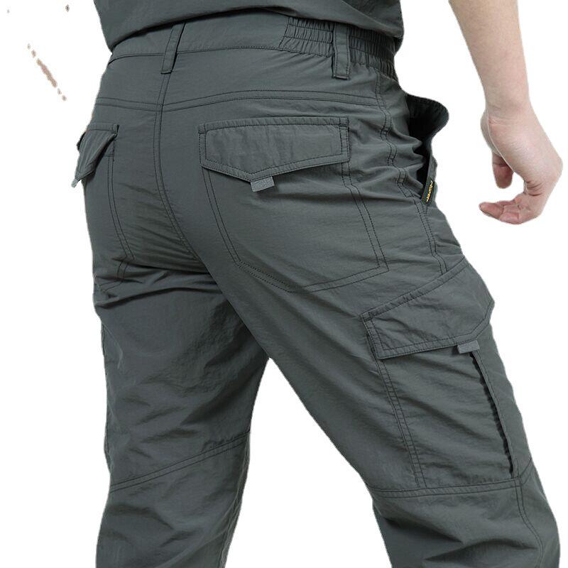 Men's Quick-Drying Multi-Pocket Sports Pants - Plus Size, Casual Long Style for Outdoors.