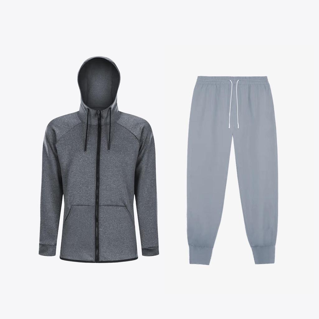 Men's Solid Zipper Hoodie & Long Pants Two-Piece Set (2024)