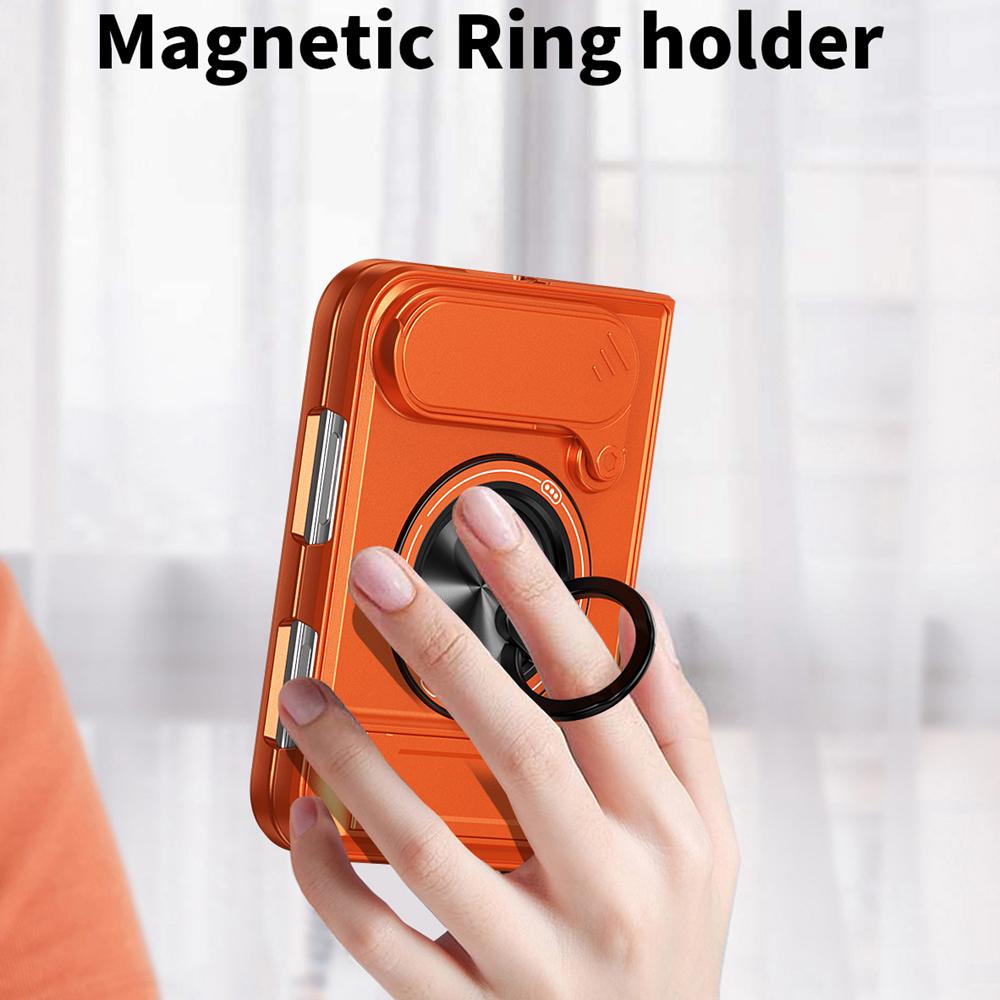 KEYSION Magnetic Phone Case for iPhone Duo Slide Camera Protection Upright Kickstand 360° Ring Shockproof Cover for iPhone Duo