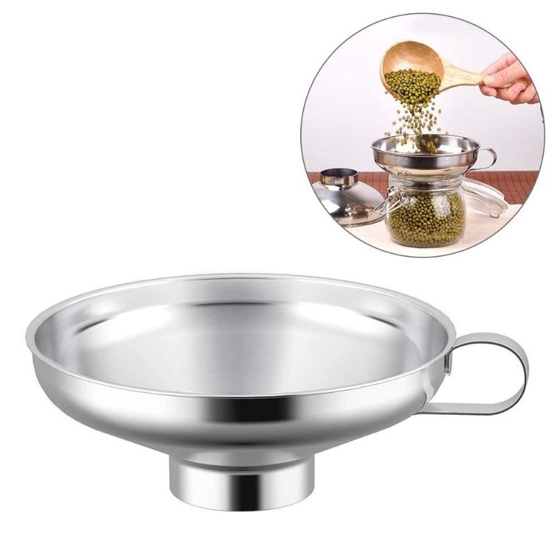 Wide Mouth Liquid Funnel for Jars Stainless Steel Canning Funnels Flask Filter for Oil Wine Water Spices Kitchen Tools Gadgets