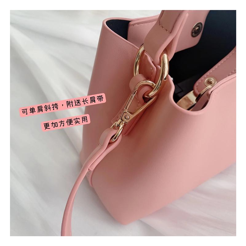 Erdbeerrosa Mini Crossbody Bucket Bag - Koreanischer Stil Damenhandtasche
