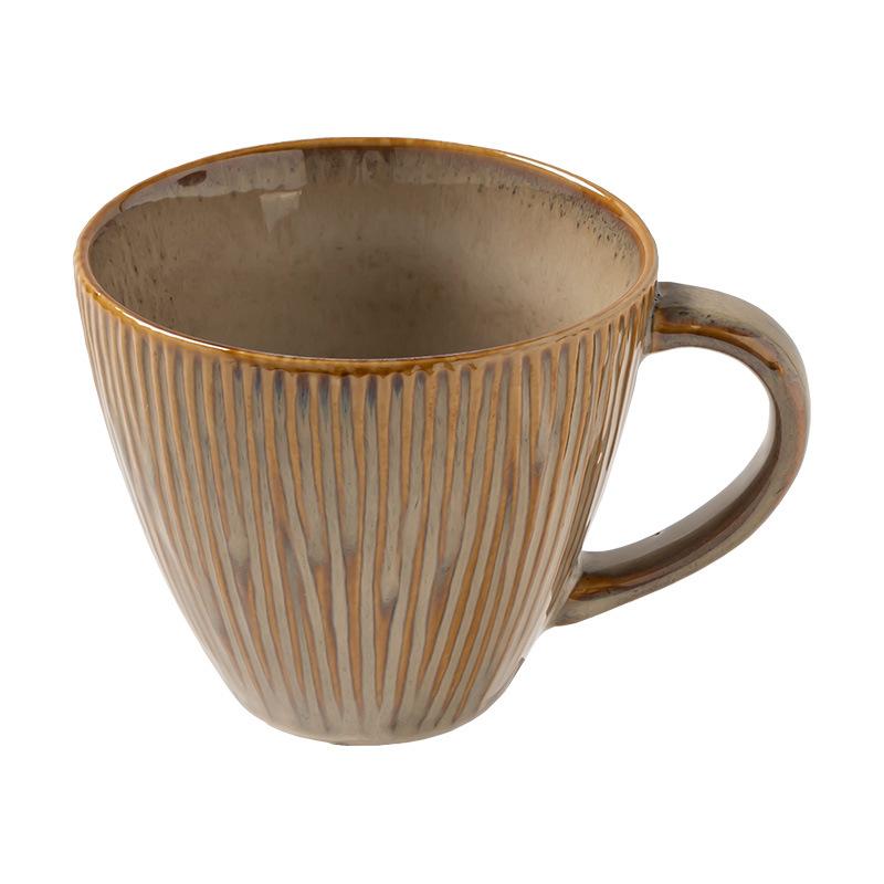 

Керамическая чашка с вертикальным рельефом, чашка для послеобеденного чая, кофейная чашка, чашка для чая для гостеприимства, офисная чашка для питья, бытовой стакан для полоскания рта 301-400ml