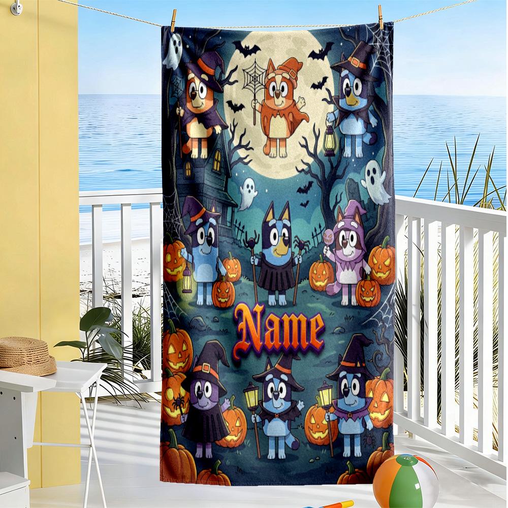 Halloween Friends Costumes Personalized Text Beach Towel High Absorbency & Quick-Dry