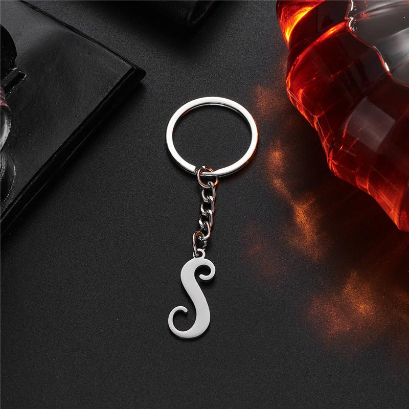 Fashion DIY A-Z Initials Metal Keychains Holder Pendent Key Chain Women Car Key Ring Simple Letter Name Keyrings Party Gift