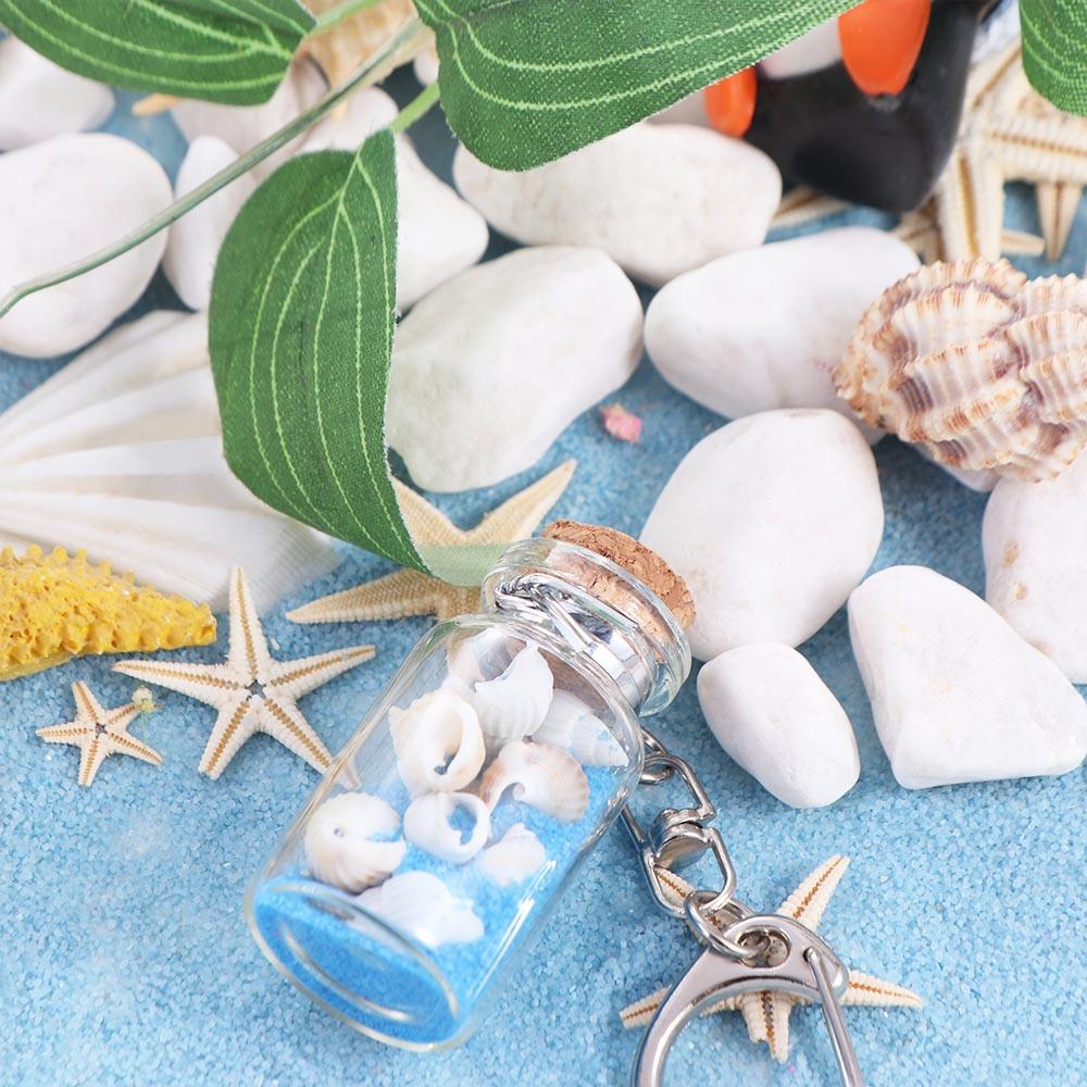 Sea Sand Drifting Bottle Keychain Conch Beach Style Keychain  DIY Handmade Jewelry