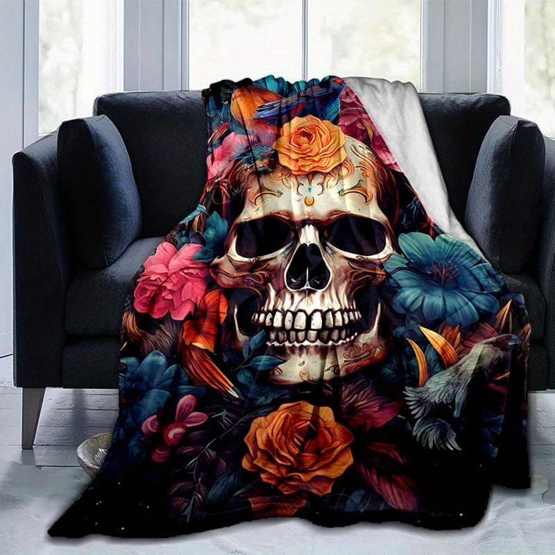 1pc Day of the Dead Theme Blanket,Living Room, Travel, Camping, Car Blankets