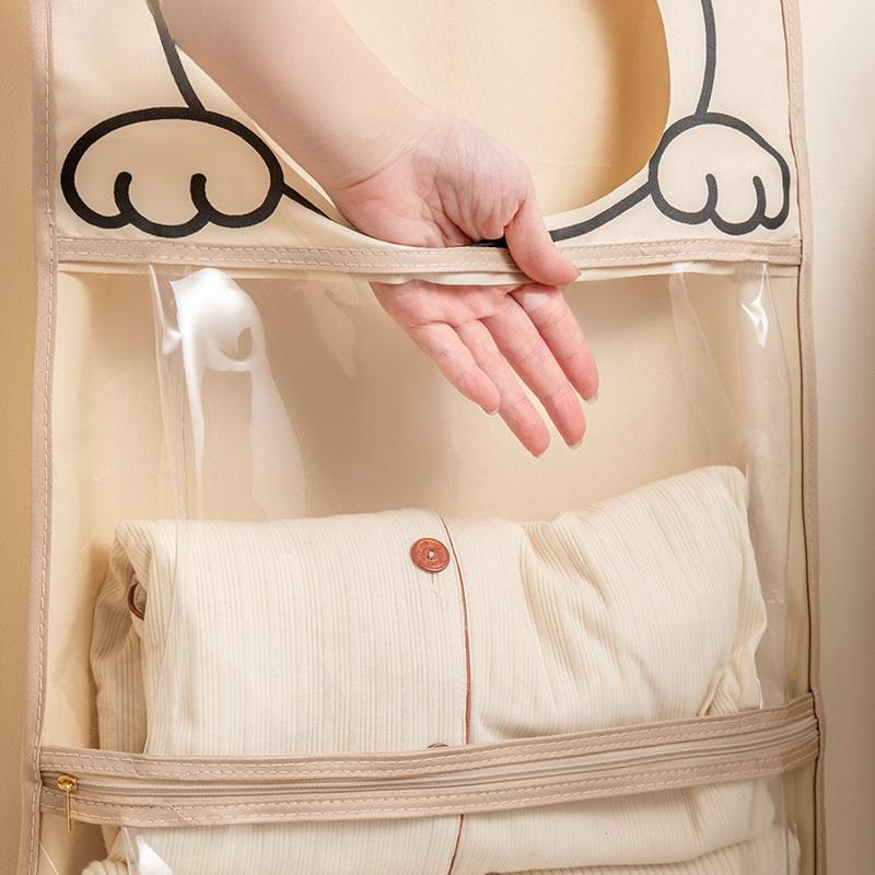 Playful Cartoon Hanging Bag Waterproof Wall Mounted Storage for Underwear Socks Multi Purpose Visible Organizer