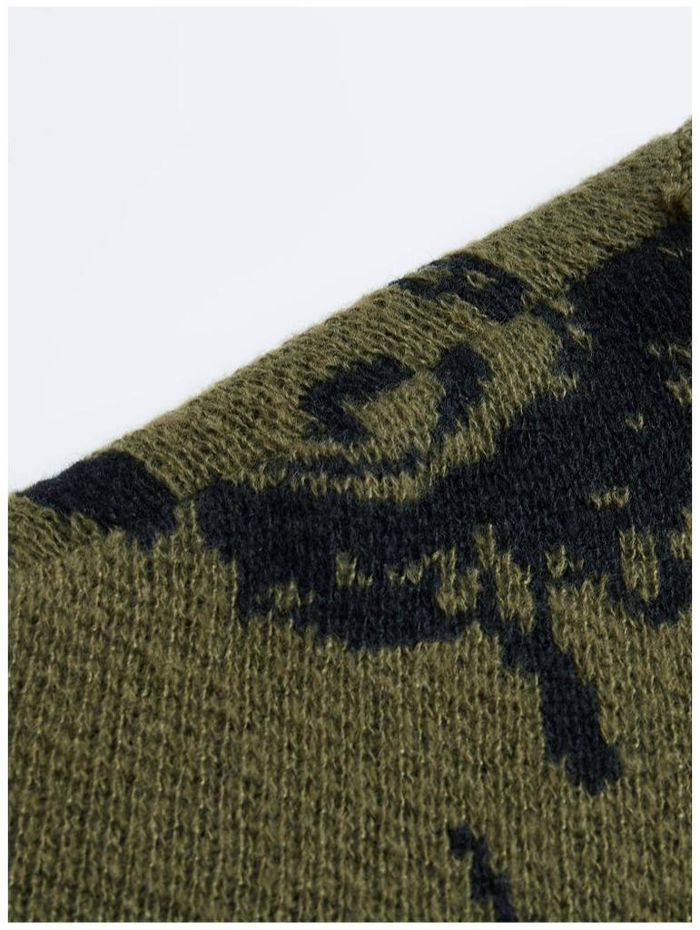 Men's Trendy Dark Style Eye Pattern Knit Sweater - European/American Streetwear, Autumn/Winter Collection