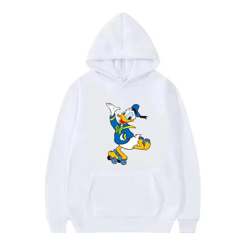 Disney Donald Duck Muster Damen Fleece Sportlich Locker Grau Herbst Oberteile Kleidung Pullover Damen Günstig Y2k Hoodies Herren Sweatshirts