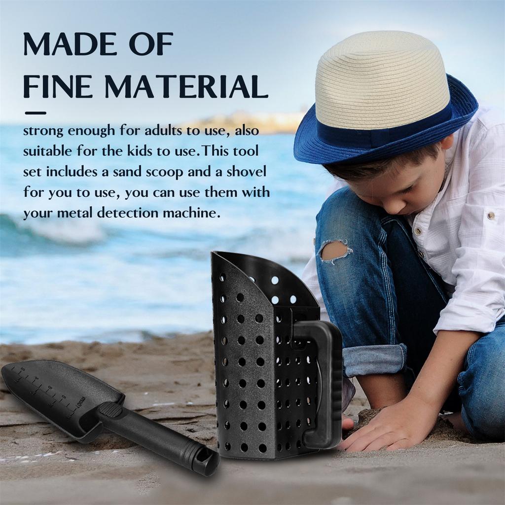 Detecting Scoop With Handle, Beach Sand Shovel Spade Sieve , 2pcs Sand Scoop Set With Shovel, Treasure Hand Tool For Underwater Treasure Hun-ting(