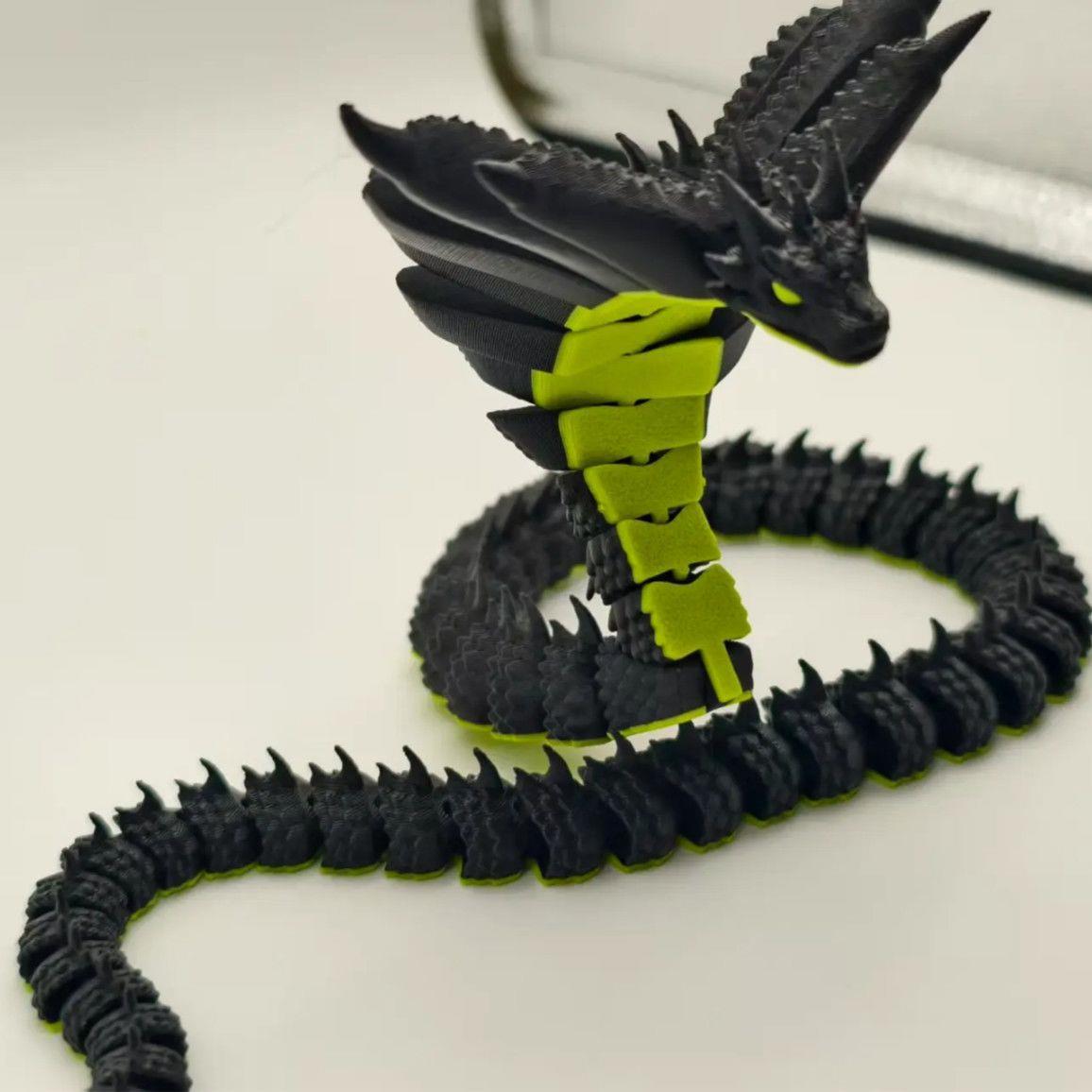 

3D Printed Demonic Beast Black Water Snake Toy Joints Movable Realistic Animal Snake Model Kids Toy Collection Gift Home Decor