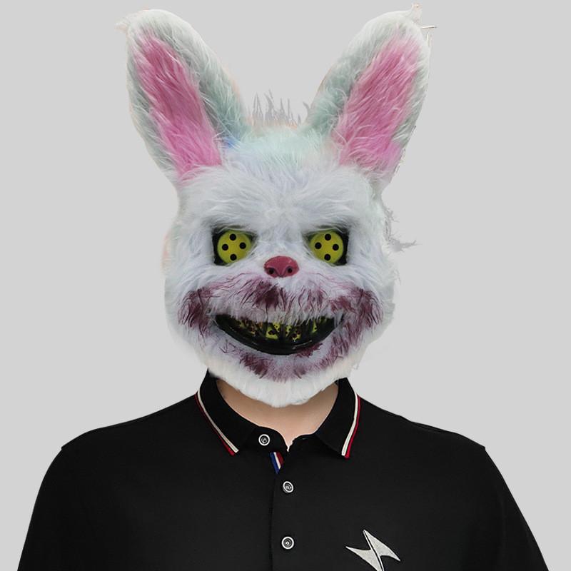 Kolorowa świecąca maska królika na imprezy halloweenowe i występy teatralne. Idealna na zabawy i wydarzenia świąteczne.