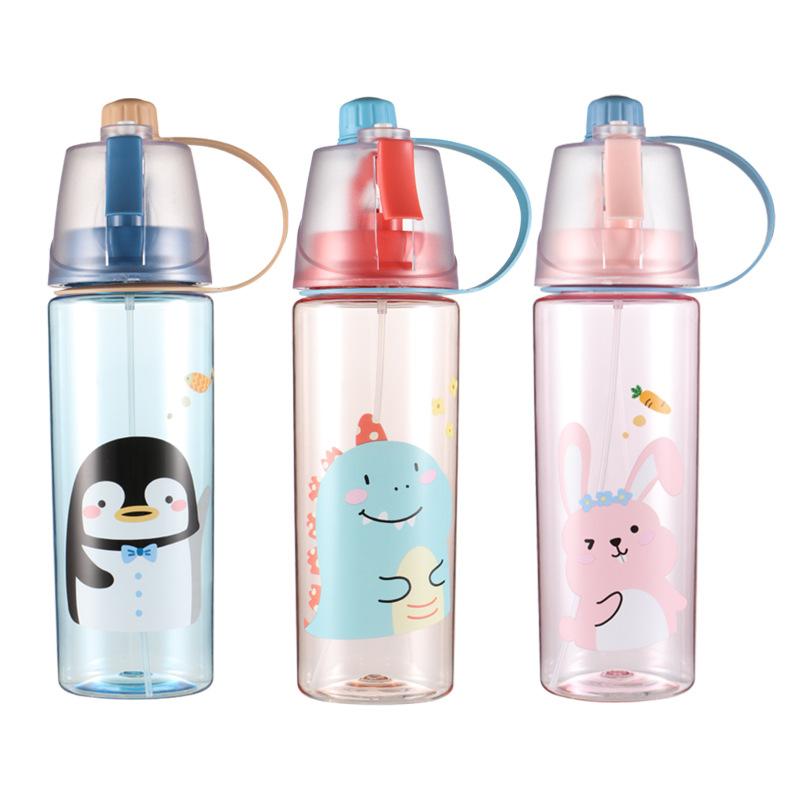 Water bottle summer high value spray cup plastic straw water cup male and female students outdoor kettle large capacity sports cup