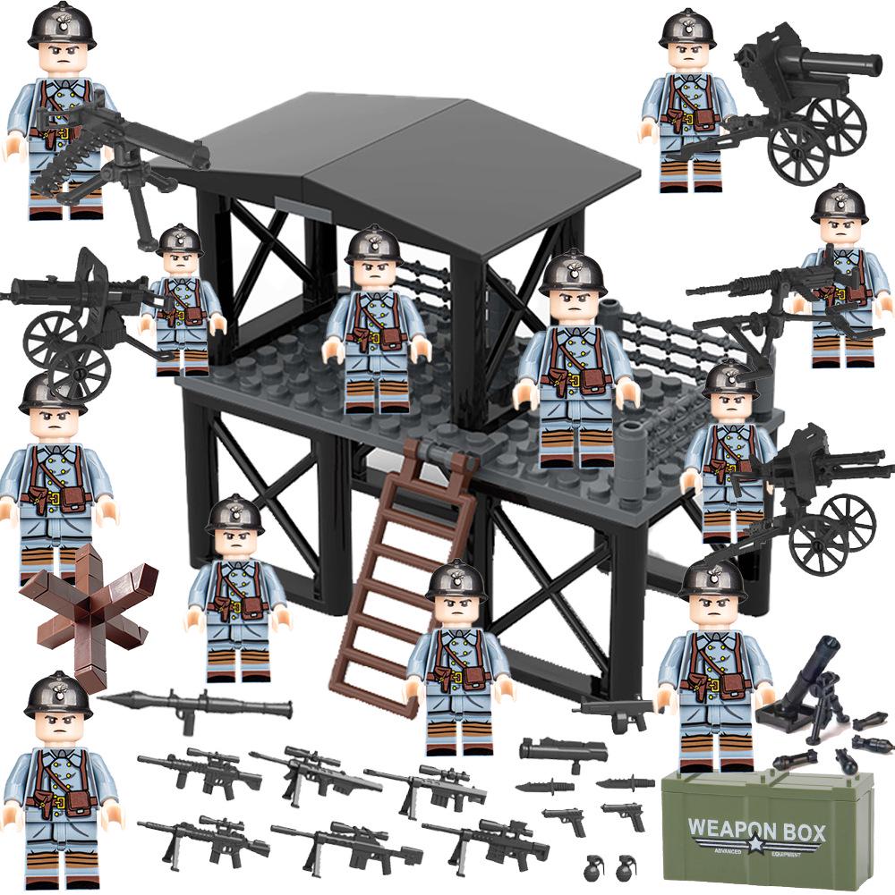 WWII Military Building Blocks: US, German, British Armies with Heavy Weapons & Sniper Figures Educational Toy Set