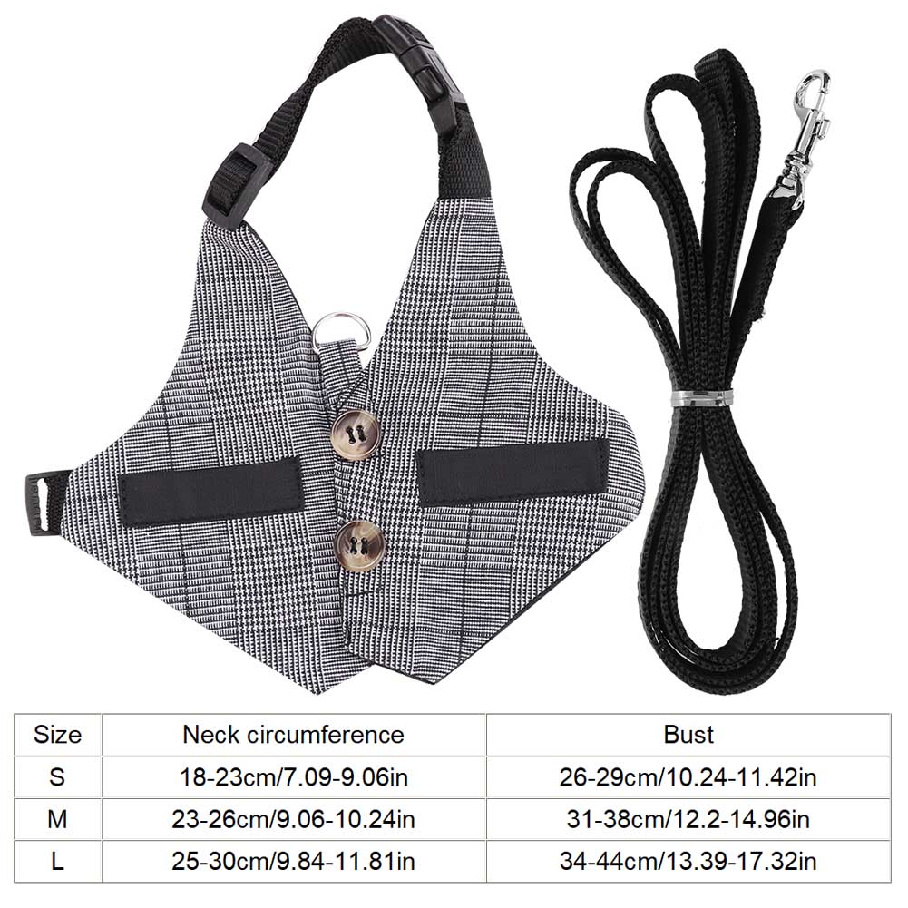 Rabbit Vest with Leash Soft Gentlemanly Style Rabbit Clothes for Playing Exercising and Outdoor Activities