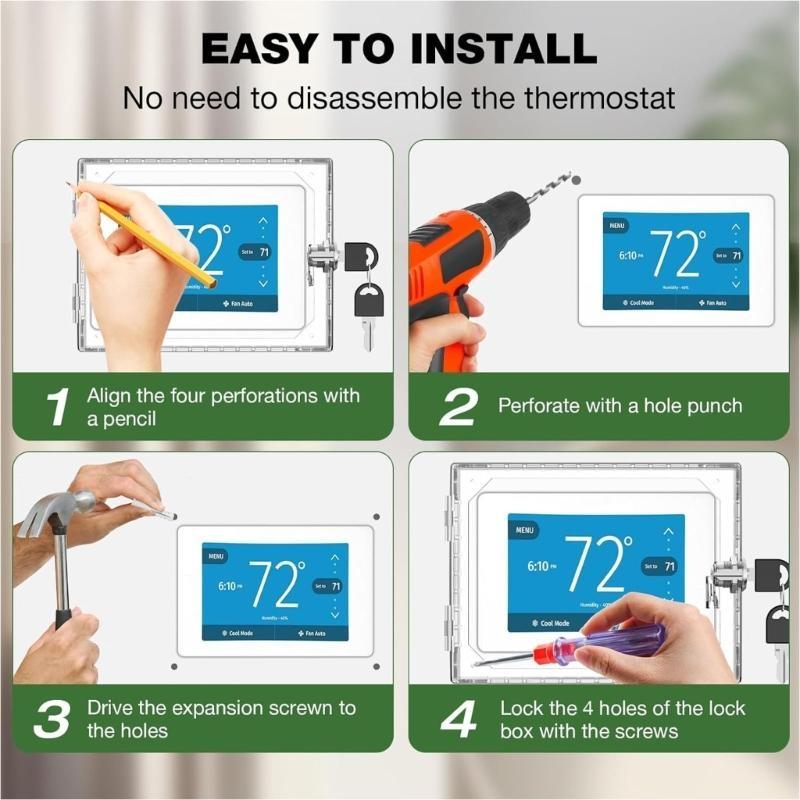 Transparents Thermostat Lock Box With Ventilated Secure Anti Theft Housing Includes 2 Simple Mounting