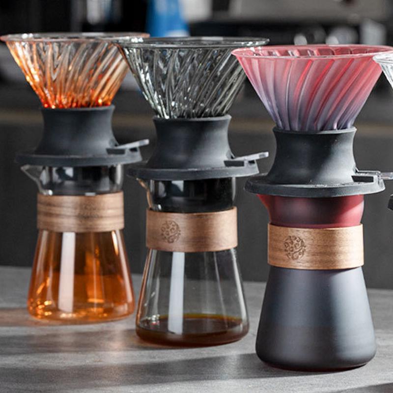 Coffee Pour Over Kettle Pour-over Filter Coffee Cup Manual Brewing Coffee Set High Boron Glass Silicon Drip Sharing Pot