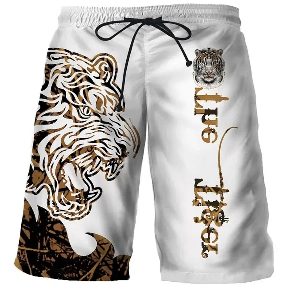 Cool Tiger Wolf Summer Shorts Comfortable Surfboard Hawaiian Beach Shorts Quick Dry Sports Shorts Men's Beach Shorts Boys