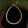 18k Gold-Plated Luxury Frosted Freshwater Pearl Bracelet - Versatile Fashion Jewelry.