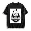 Cute Panda Print Casual T-Shirt Slogan Design Unisex Daily Top Pure Cotton T-shirt