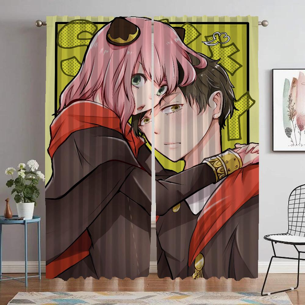 Spy X Family Elegant Room Curtains for Living Room Halloween Decoration Window Curtain Home Interior Curtains 2 Pieces Shades