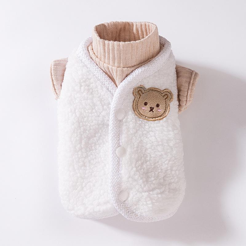 Korean Version of Autumn and Winter Cat Cute Bear Teddy Vest Vest Vest Set Medium and Small Dog Dog Pet Clothes