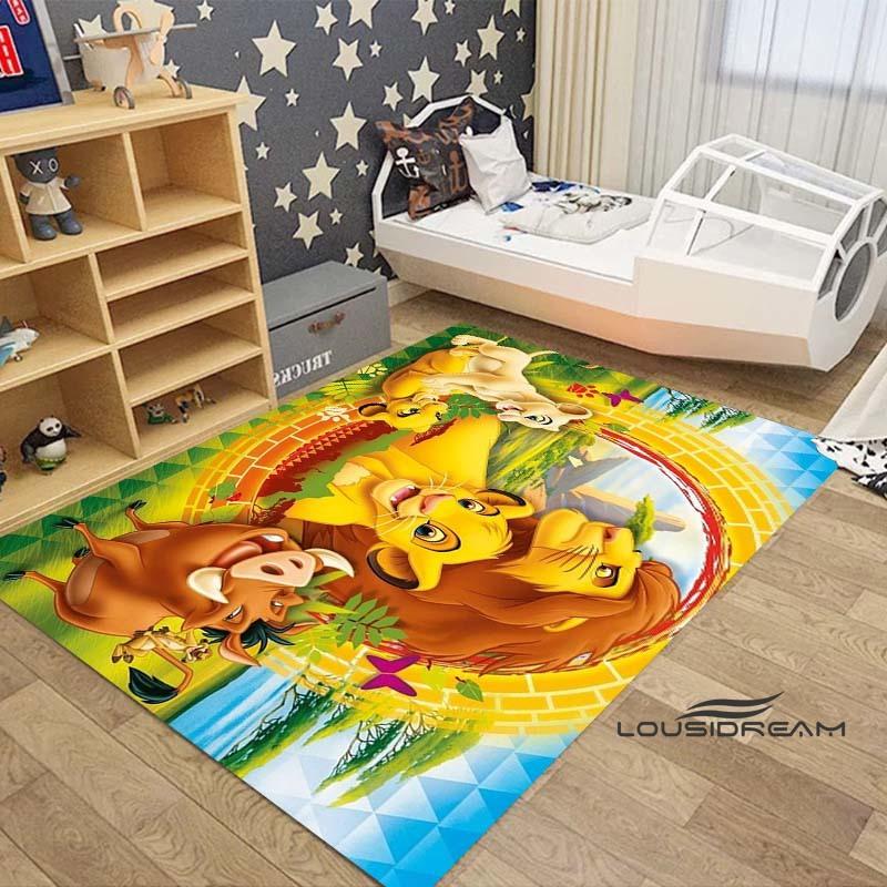 Customizable large Simba Lion King cartoon rug, suitable for living rooms, children's bedrooms, sofas, doormats, and is non-slip
