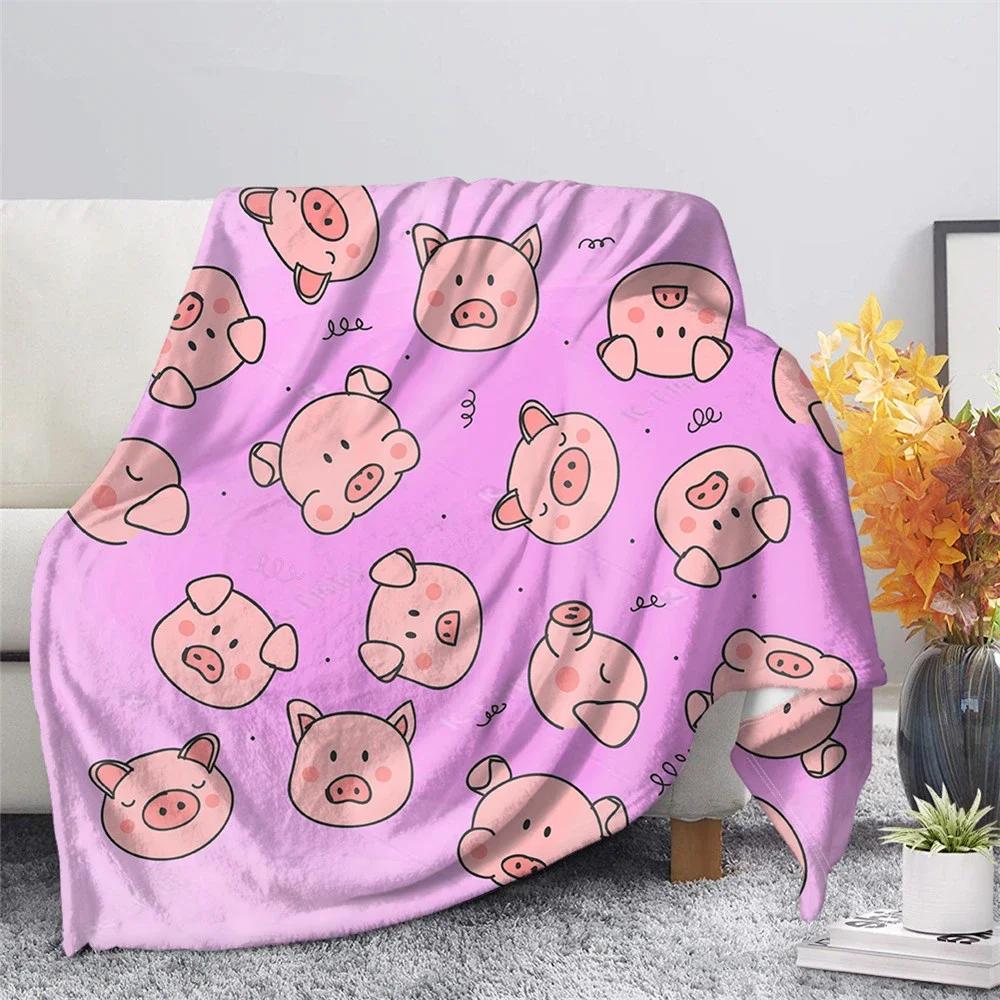 Cute Pig Pink Fleece Blanket Soft Warm Bedroom Throw Blanket On Bed Sofa Bedding Travel Sherpa Blankets for Adult Kids Quilt