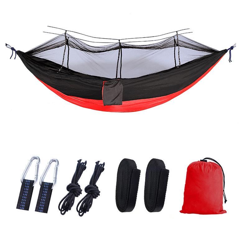 Portable Ripstop Camping Hammock with Mosquito Net - Quick-Open, Anti-Fall Design for Singles & Doubles