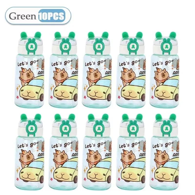 1-10PCS Capybara Cartoon 550ml Portable Large-capacity Water Bottle Sports Straw Cups Student Plastic Water Cups Water Bottle