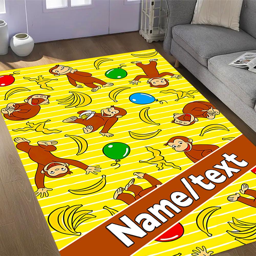 Curious Monkey Party Personalized Name Floor Mat Perfect for Bedrooms Study room Dormitory Playrooms Anti-slip Rug Decorate Offices