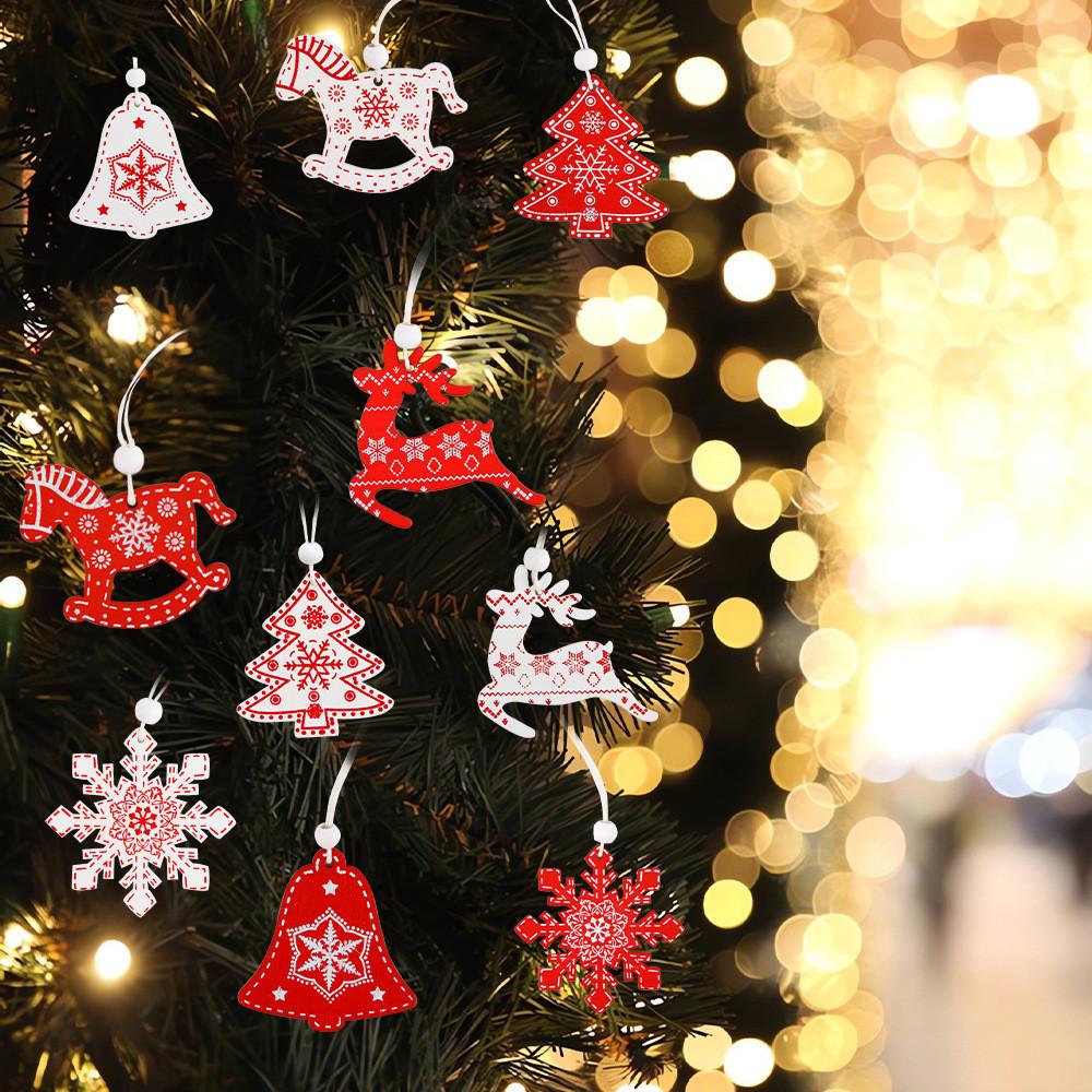 Charming Wooden Christmas Ornaments Set With Reindeer Snowflakes Bells And Trees