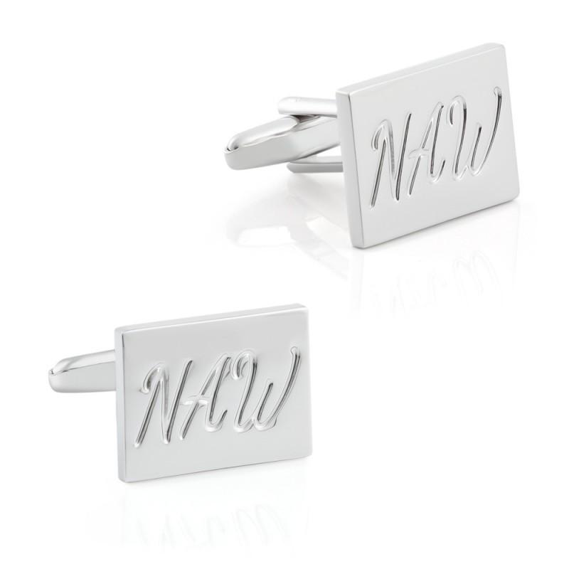 High End Rectangular Solid Color Smooth Dent Metal Cufflinks Men s French Natural