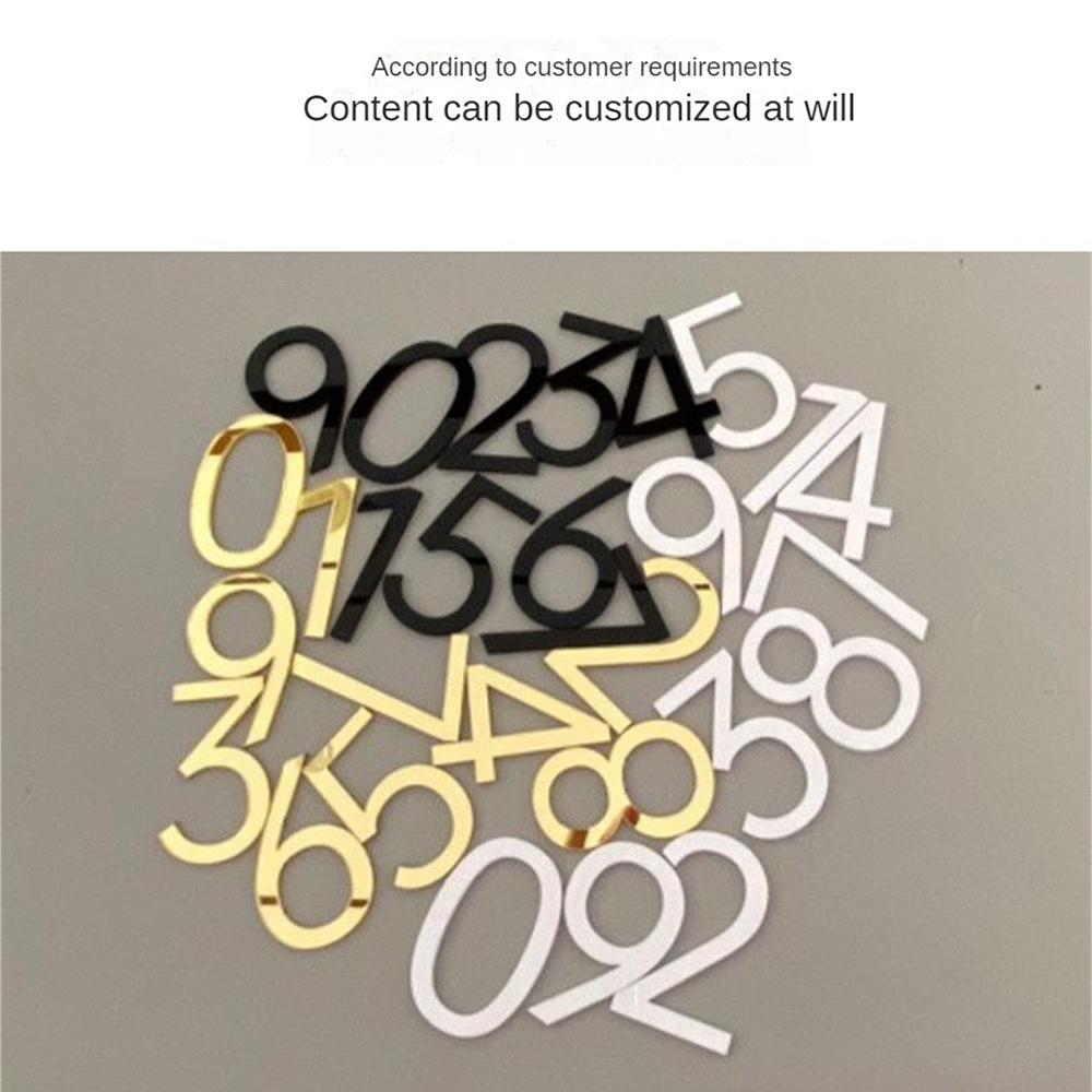 3D Numeral Door Plaque House Drawer Sign Plating Gate Digits 0 To 9 Acrylic Number Tag Hotel Home Sticker Address Door Label