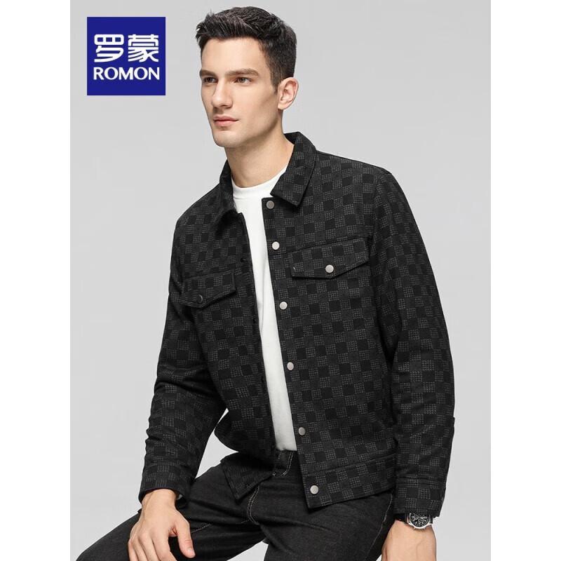 ROMON Men's 2024 Checkered Collar Short Jacket