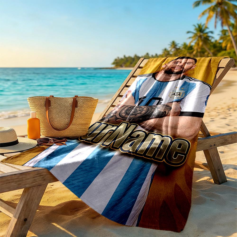 Messi Customize Text Beach Towel Super Soft & Absorbent Suitable for Sports Travel Swimming Yoga Bathroom Beach And Pool
