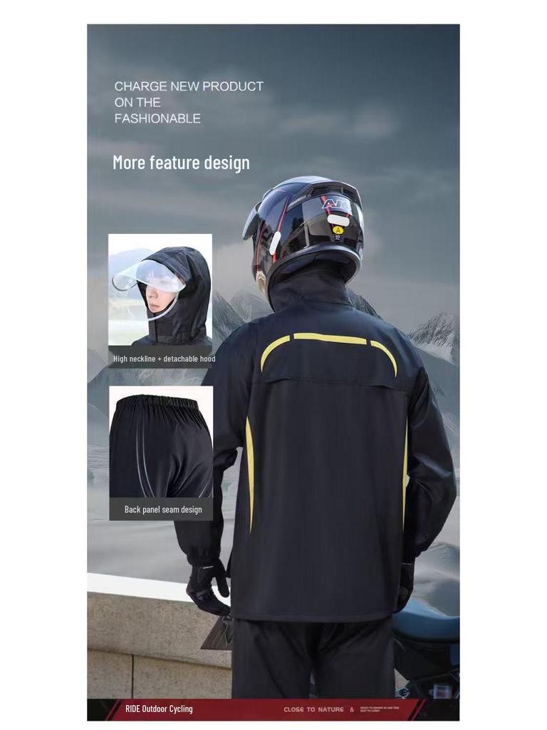 Men's Stormproof Split Motorcycle Rain Suit for Riders