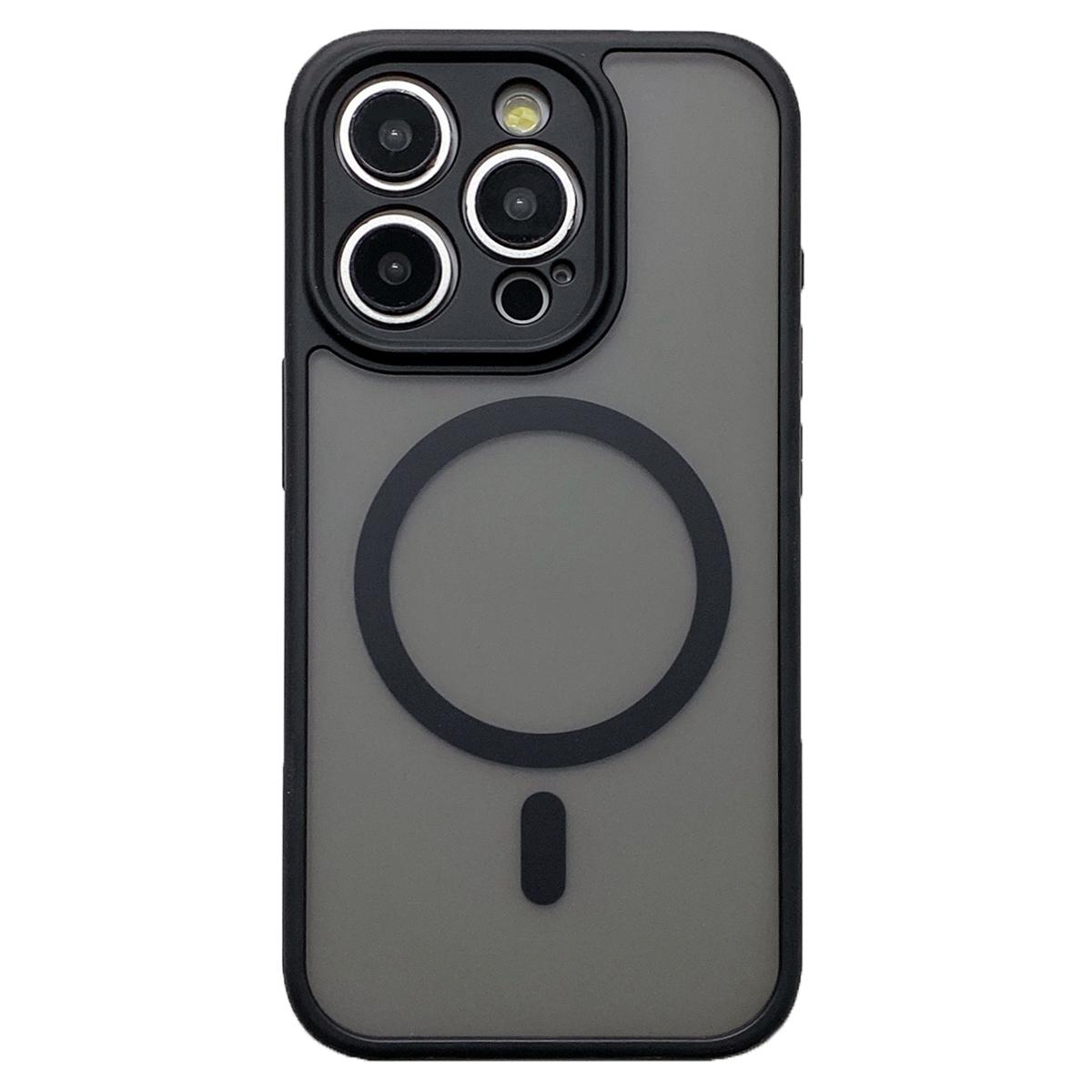 

For iPhone 15 Pro Case Compatible with MagSafe PC+TPU Heat Dissipation Back Cover Black