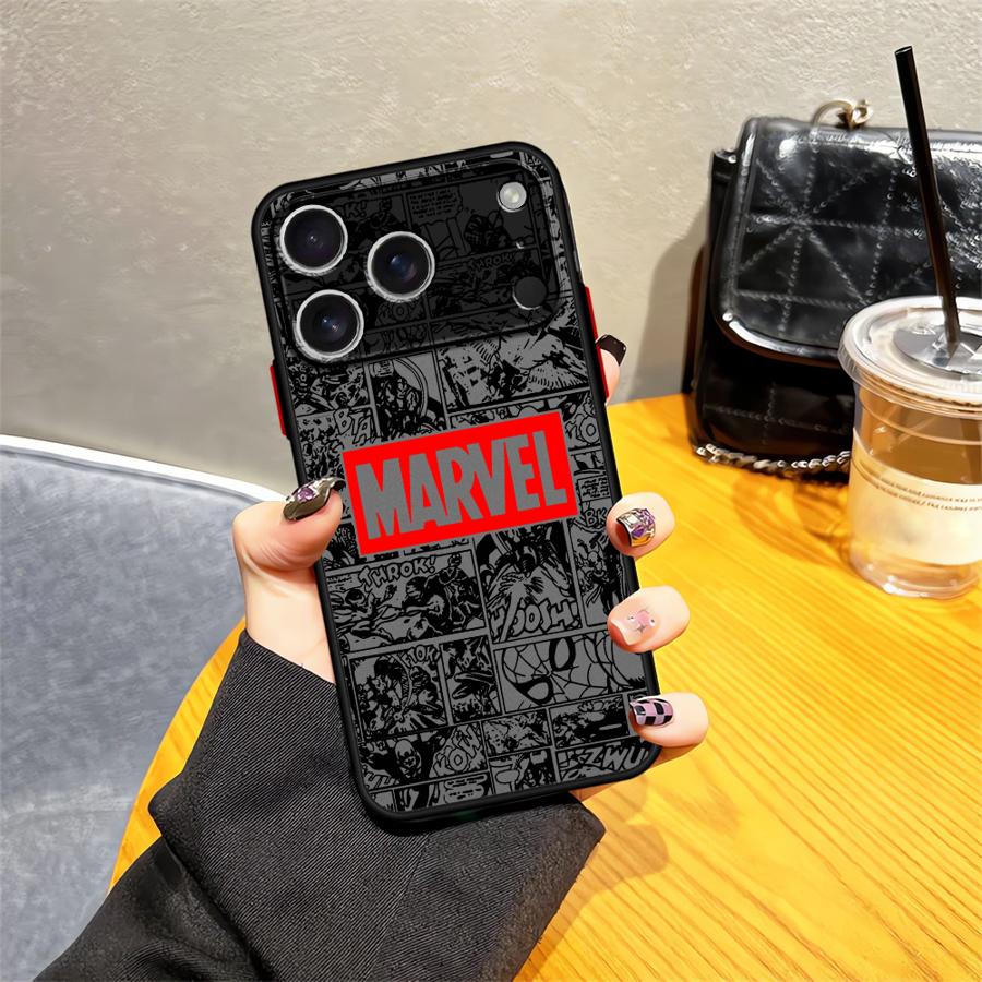 Back Phone Cover Case for iPhone 17 Pro Max 16 Plus XS XR 11 14 17e 12 13 Mini Air 15 7 8 SE Marvel Hero Logo